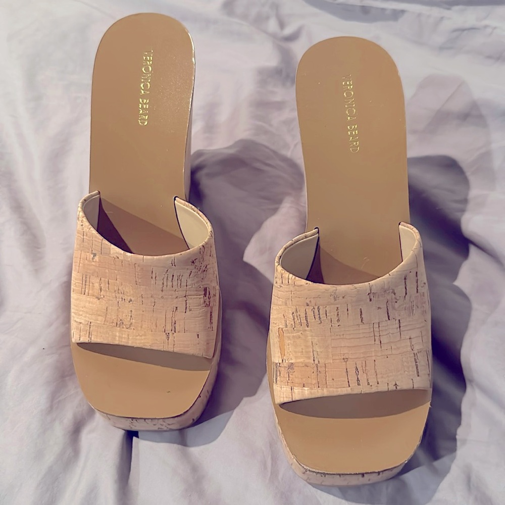 Veronica Beard Paulita Cork Wedge Sandal - Natural - size 8.5 - never worn